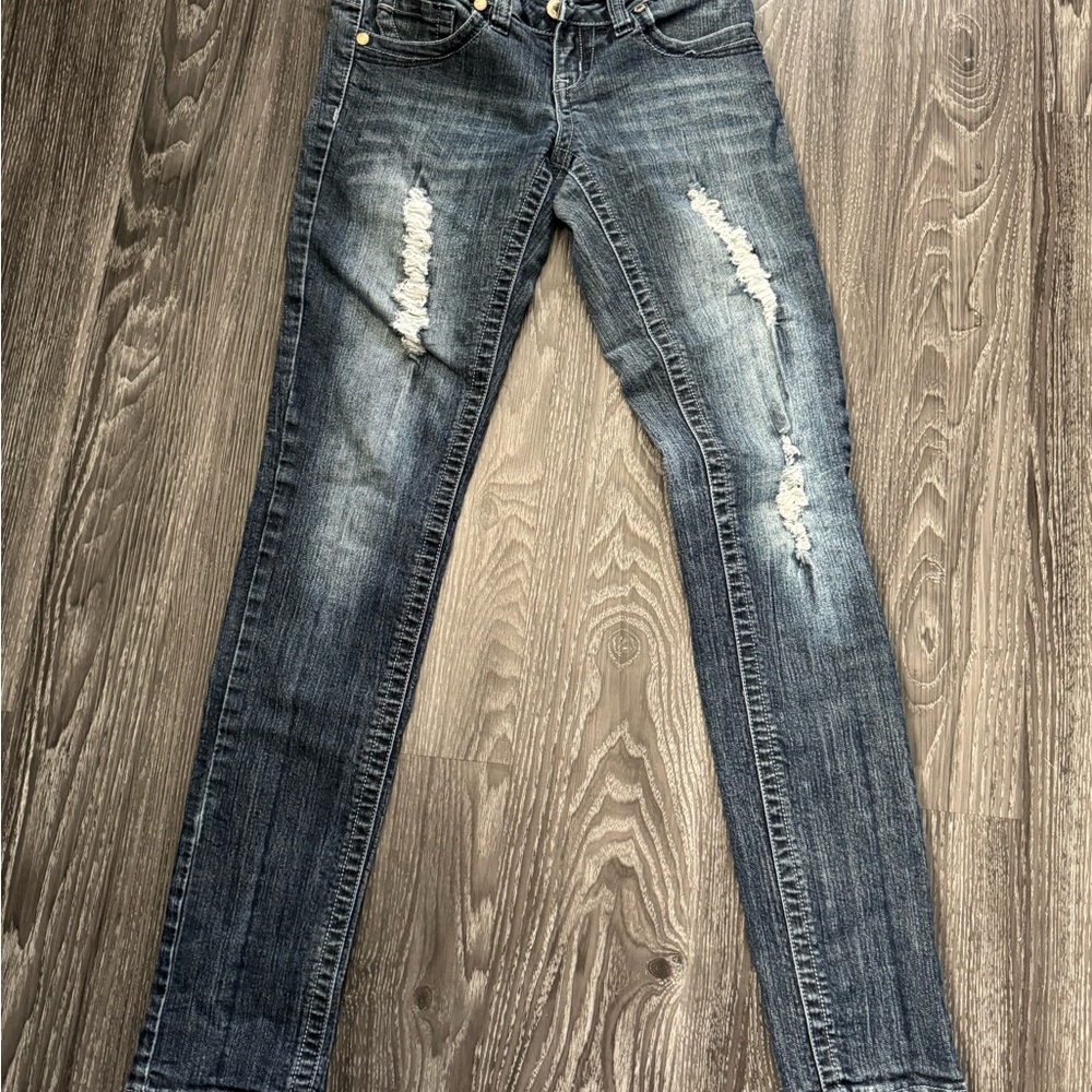 Hydraulic Women's Distressed Skinny Jeans - Blue Wash